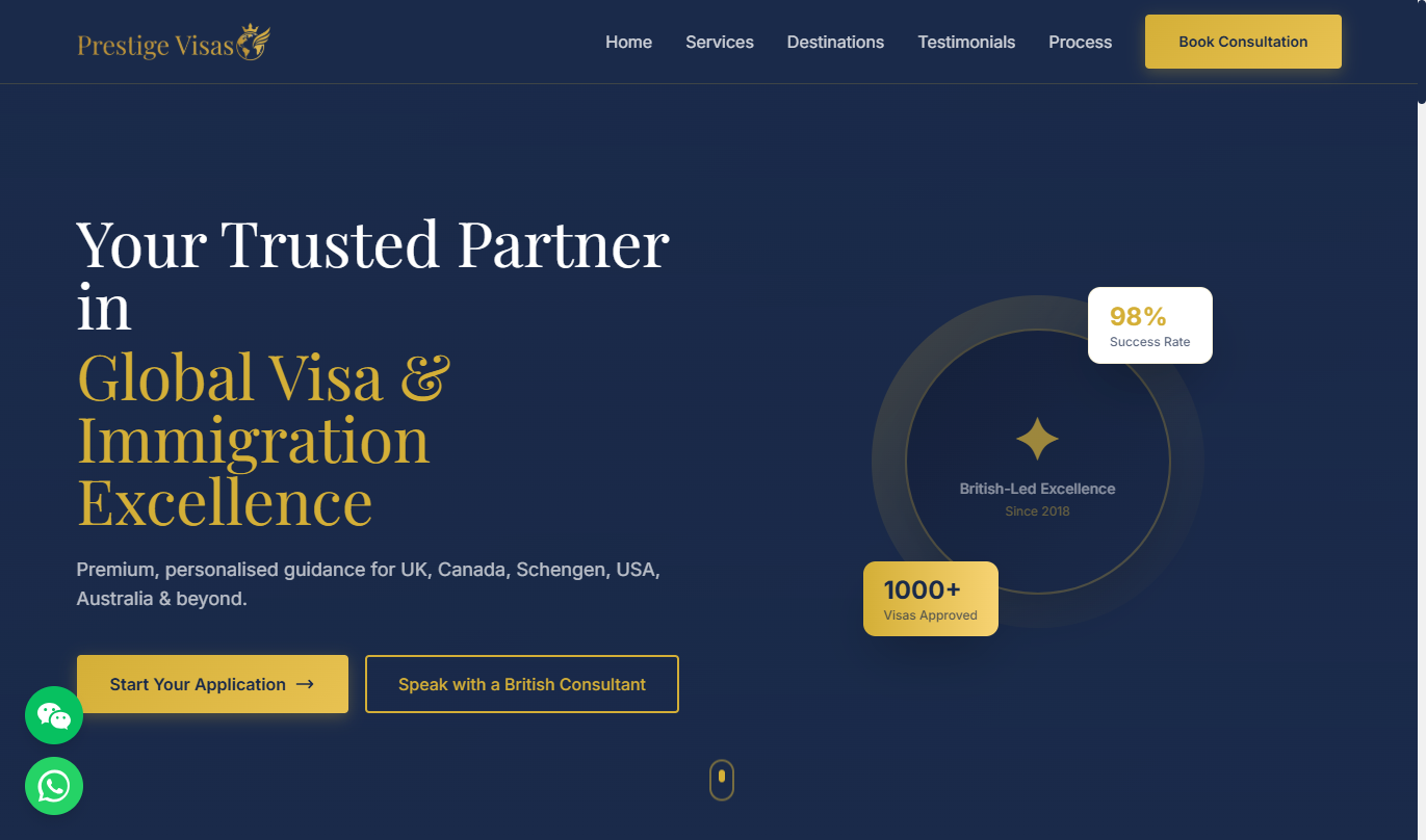Visa case intake platform screenshot